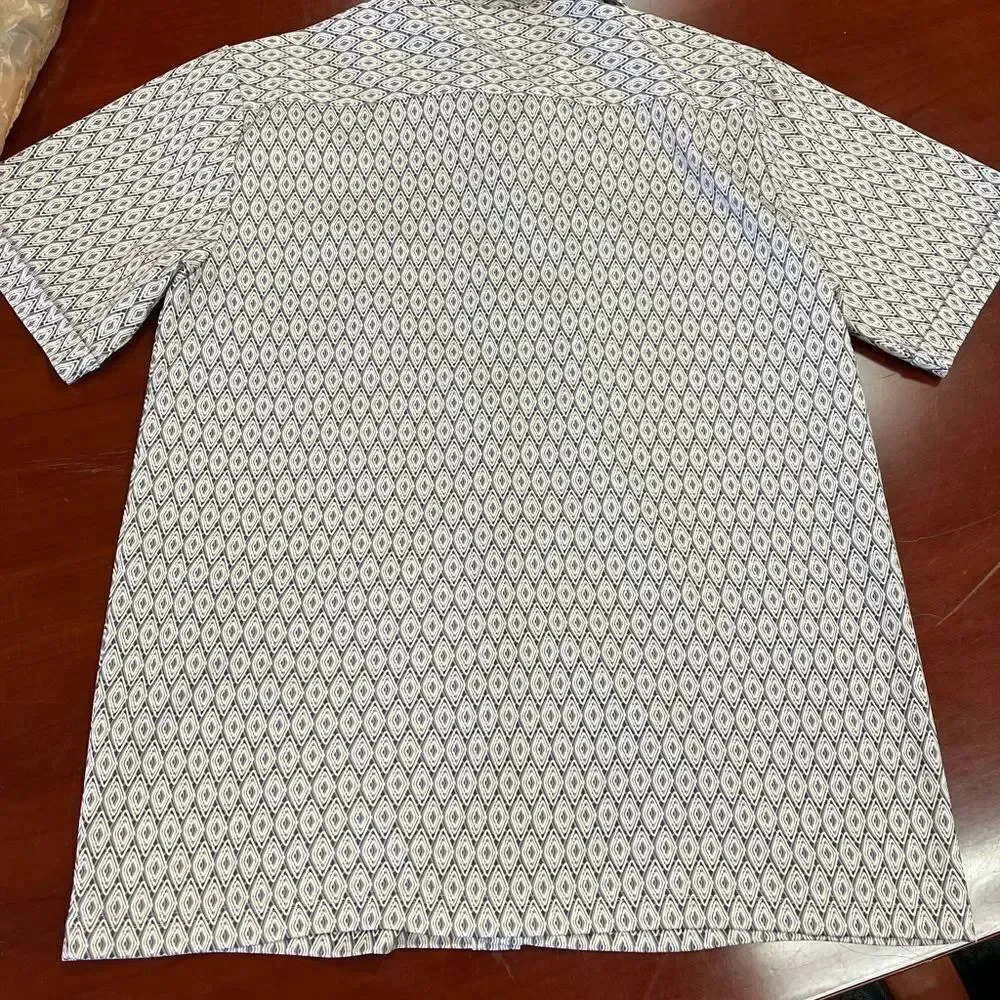 Billabong Abstract Diamond Print Short Sleeve Button Down Shirt sz L